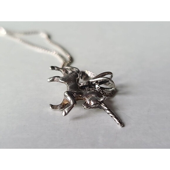 925 Sterling Silver Unicorn Pendant Necklace Vintage - Picture 4 of 10